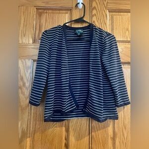 Lauren Ralph Lauren - Navy and White Striped Cardigan